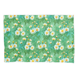 Housse D'oreillers Motif de prairie à l'aquarelle Daisy Whispers