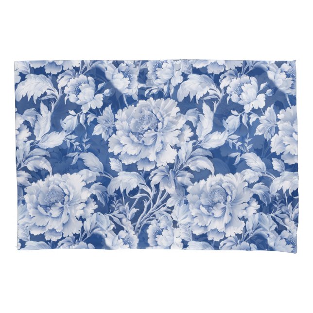 Housse D'oreillers Motif de rose blanc/bleu pâle (devant)