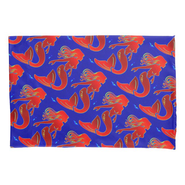 Housse D'oreillers motif de sirènes rouge (devant)