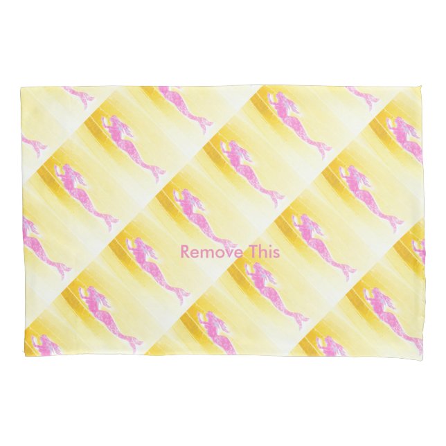 Housse D'oreillers motif de sirènes sous-marines roses (devant)