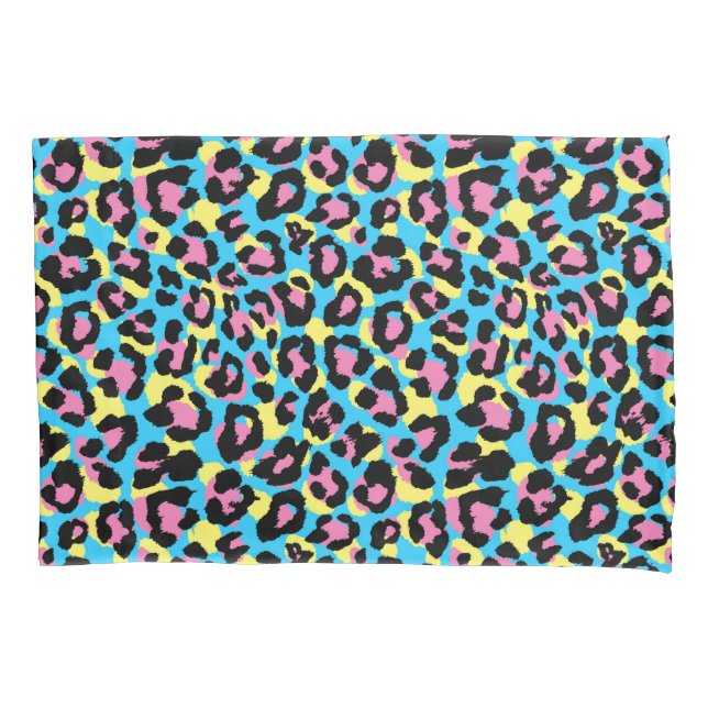 Housse D'oreillers Motif de Spots Neon Leopard (devant-gauche)