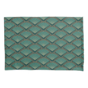 Housse D'oreillers Motif de style Art déco en vert turquoise