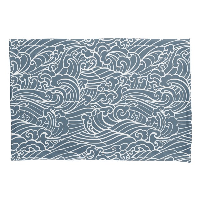 Housse D'oreillers Motif de style Wave japonais (devant-gauche)