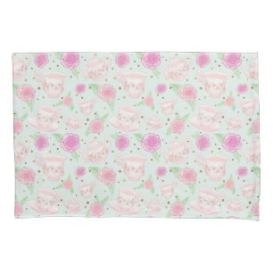 Housse D'oreillers Motif de tasses à thé Rose Chic Shabby