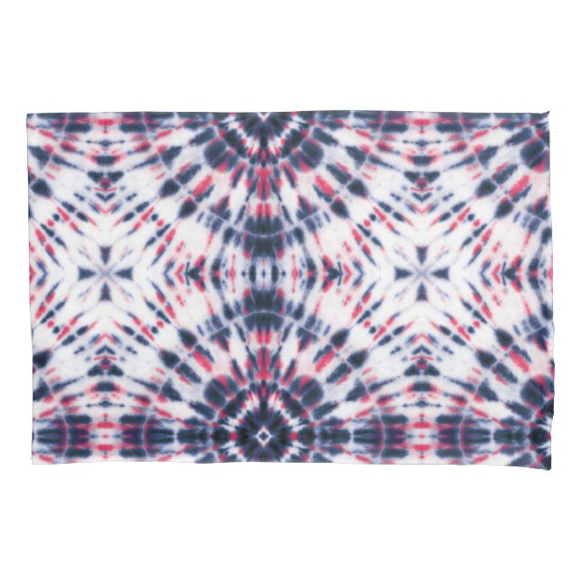 Housse D'oreillers Motif de teinture bleu et rouge (devant-gauche)