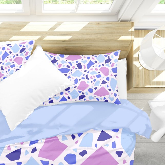Housse D'oreillers Motif de Terrazzo coloré (Colorful Terrazzo Pillow Case On Bed)