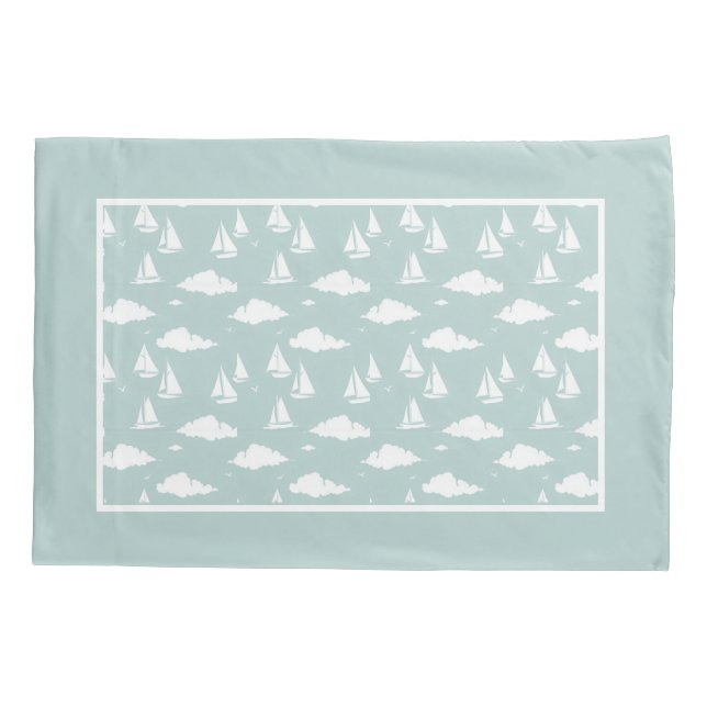Housse D'oreillers Motif de voilier Mint Green (Dos)
