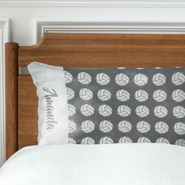 Housse D'oreillers Motif de volleyball gris et blanc (Créateur téléchargé)