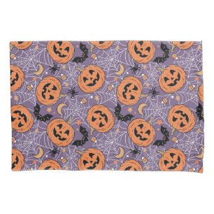 Housse D'oreillers Motif d'Halloween violet Jack-O-lanterne