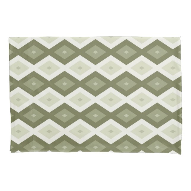 Housse D'oreillers Motif diamant vert olive (devant)
