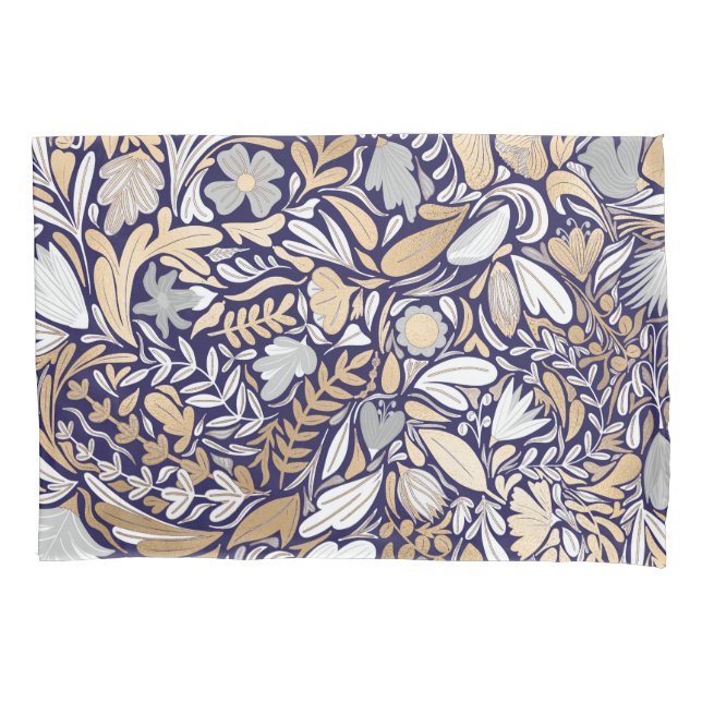 Housse D'oreillers Motif d'illustration de la feuille florale blanche (devant)