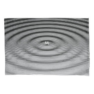 Housse D'oreillers Motif d'onde d'effet d'ondulation blanc sur monogr