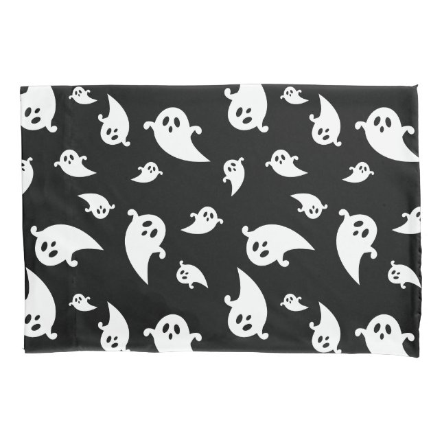 Housse D'oreillers Motif éffrayant Blanc Fantômes Sur Halloween Noir (devant)
