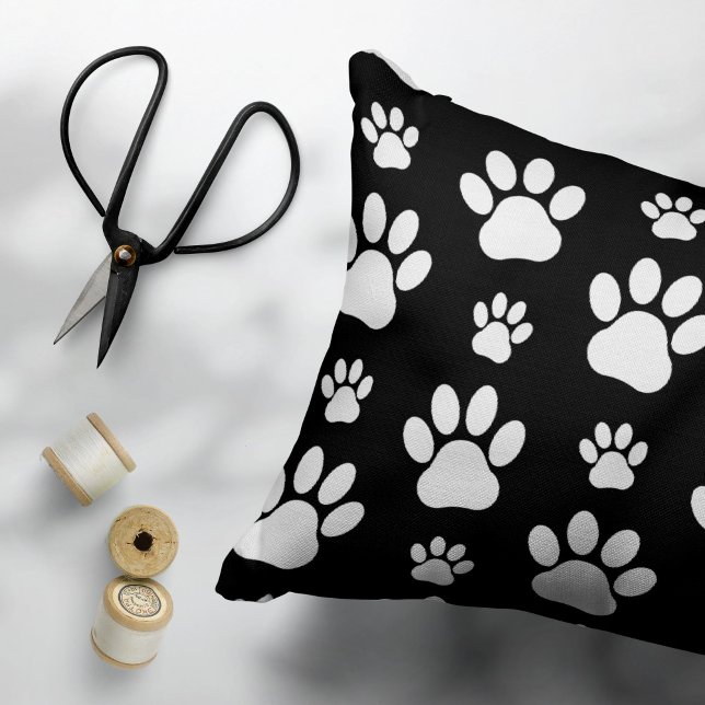 Housse D'oreillers Motif, Empreintes de pattes, pattes de chien, noir (Créateur téléchargé)