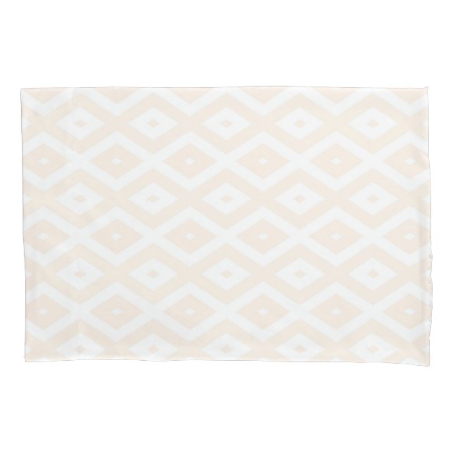 Housse D'oreillers Motif en diamant beige et blanc (devant)
