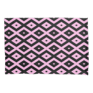Housse D'oreillers Motif en diamant rose pâle et noir