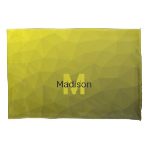 Housse D'oreillers Motif en maille géométrique gris foncé jaune