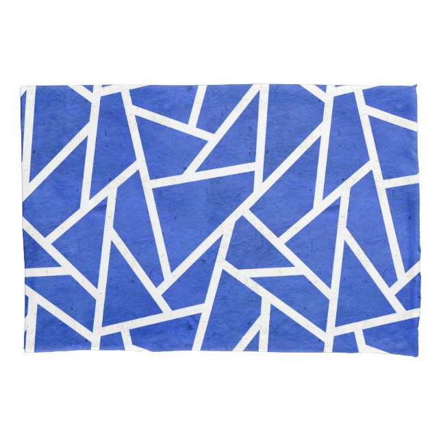 Housse D'oreillers Motif en mosaïque bleue et blanche (devant)