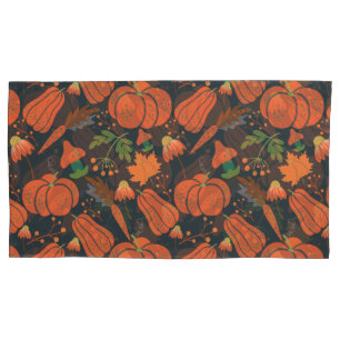 Housse D'oreillers Motif et carottes citrouille rouge sans soudure