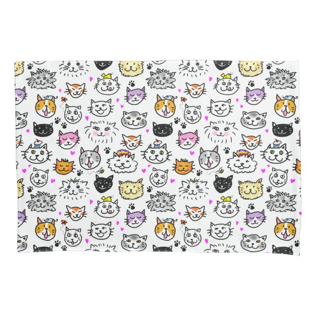 Housse D'oreillers Motif face chats Whimsical (devant)