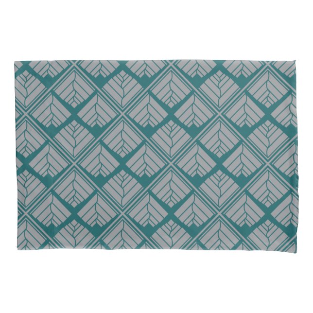 Housse D'oreillers Motif feuille carré Turquoise neutre (devant)