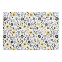 Motif Fleur sauvage noir et blanc