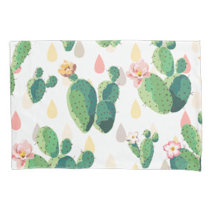 Housse D'oreillers Motif fleurissant de cactus d'aquarelle douce