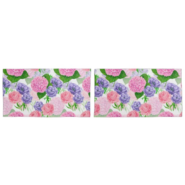 Housse D'oreillers Motif floral aquarelle (devant-Set)