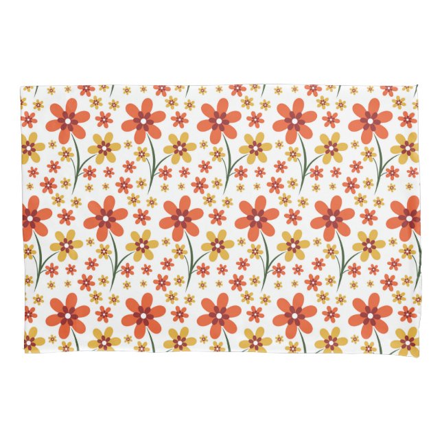 Housse D'oreillers Motif floral assez orange et jaune (devant)