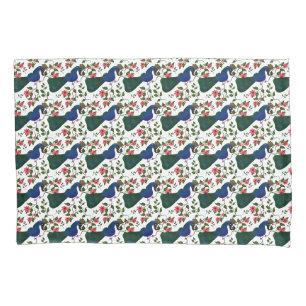 Housse D'oreillers Motif floral d'oiseau mignon   Oiseau bleu coloré 