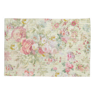 Housse D'oreillers motif floral en pastel rose vintage élégant