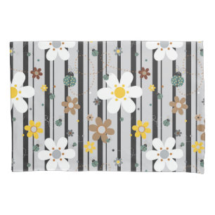 Housse D'oreillers Motif floral rétro années 70 Fleur Power Hippie