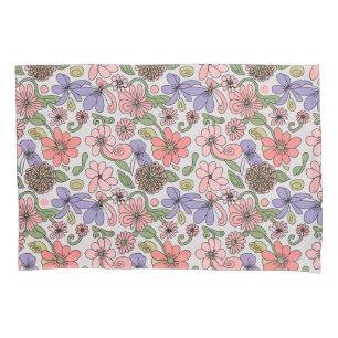 Housse D'oreillers Motif floral rétro sans couture Bohème