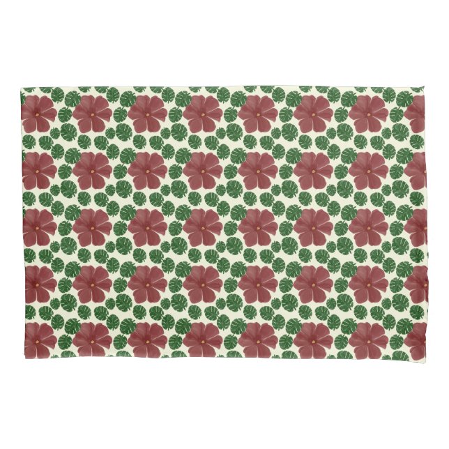 Housse D'oreillers Motif floral rouge gras sans couture   (devant)