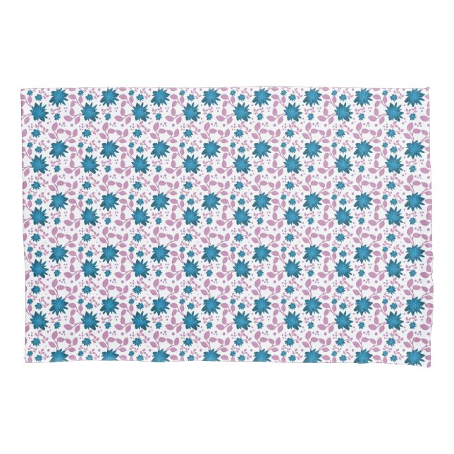 Housse D'oreillers Motif floral sarcelle et rose | Botanique moderne (devant)