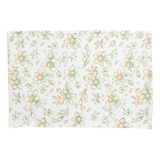 Housse D'oreillers Motif floral vert jaune (devant)