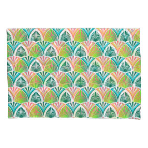 Housse D'oreillers Motif géométrique avec feuilles de palme et fleurs
