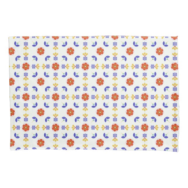 Housse D'oreillers Motif géométrique de fleur au néon d'art populaire (devant-gauche)