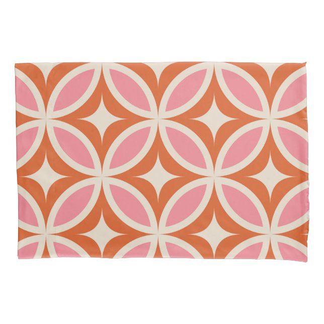Housse D'oreillers Motif géométrique moderne du milieu du siècle rose (devant)