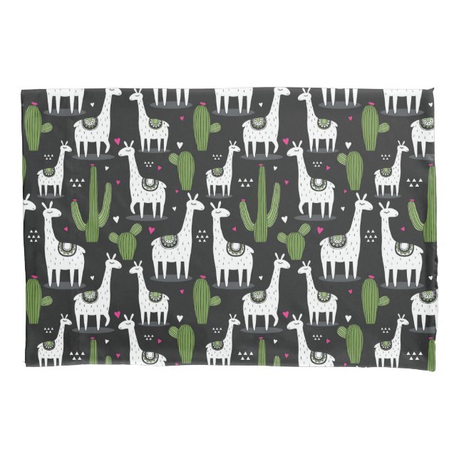 Housse D'oreillers Motif heureux de lama (devant-gauche)