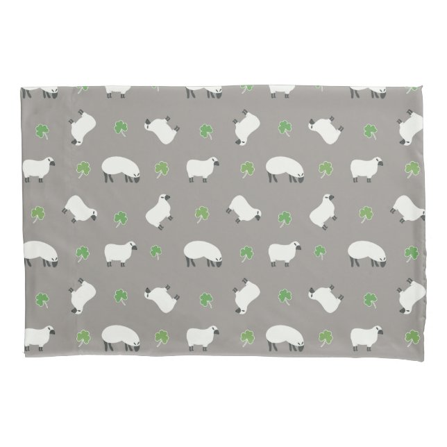 Housse D'oreillers Motif irlandais de shamrock et de moutons (devant-gauche)