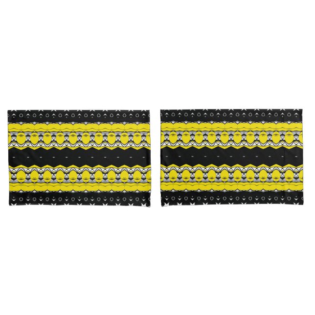 Housse D'oreillers Motif jaune et noir (devant-Set)
