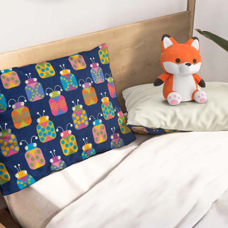 Housse D'oreillers Motif joli de coccinelle sur fond bleu