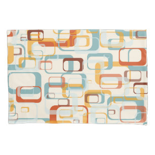 Housse D'oreillers Motif les années 70 Rétro Dans Les Tons Bleu Orang