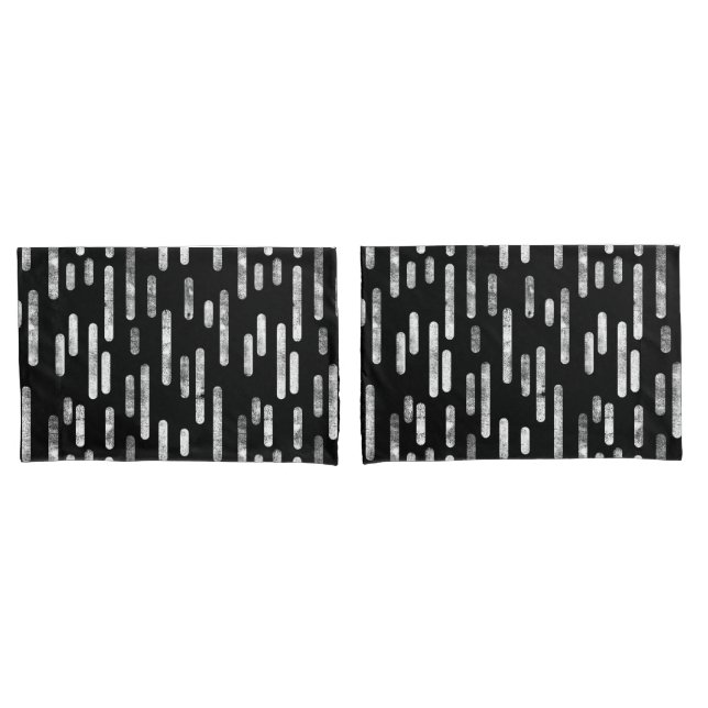 Housse D'oreillers Motif Lignes arrondies | Noir et blanc (devant-Set)