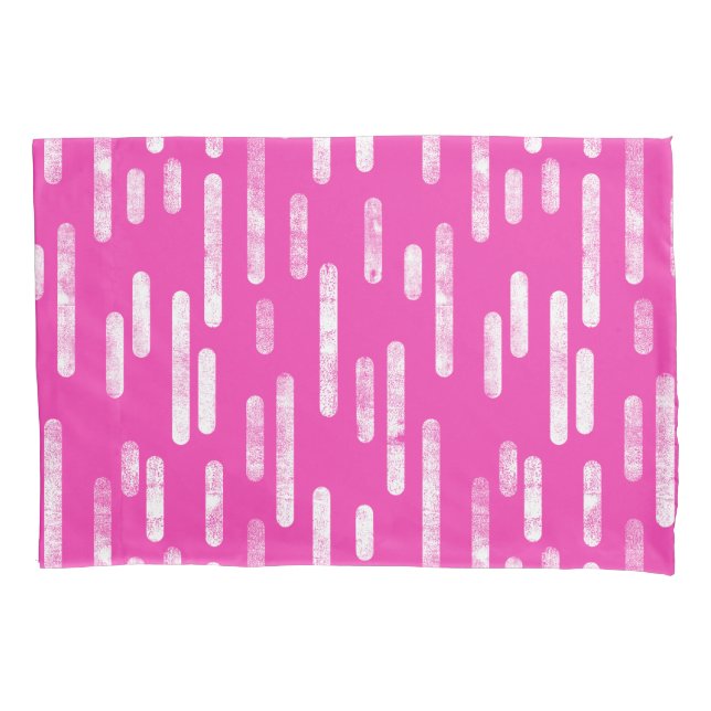 Housse D'oreillers Motif Lignes arrondies | Rose et blanc (devant-gauche)