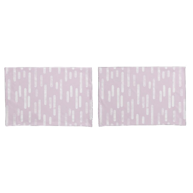 Housse D'oreillers Motif Lignes arrondies | Rose et blanc poussiéreux (devant-Set)