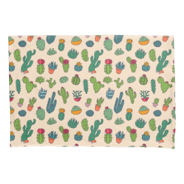 Housse D'oreillers Motif mignon de position de cactus (devant-gauche)