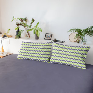 Housse D'oreillers Motif moderne jaune citron gris Chevron