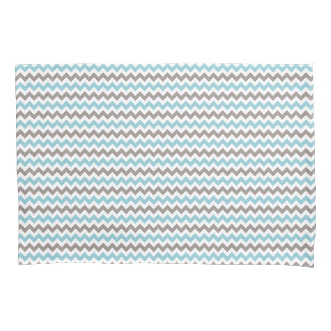 Housse D'oreillers Motif moderne tendance Blue Grey Chevron (devant)
